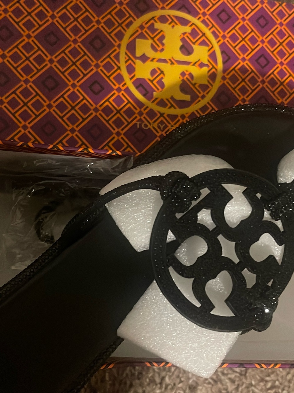 Tory Burch Black Logo Cutout Jelly Sandals